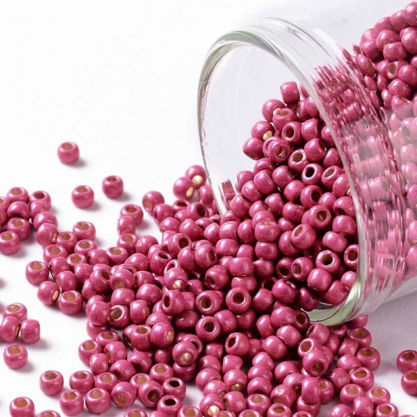 TOHO Perlen Rocailles 2,2 mm 11/0 PermaFinish Hot Pink Metallic Matte (ca. 1100 Stück / ca. 10 Gramm