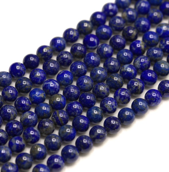 Lapislazuli Perlenstrang 5,5 - 6 mm rund glatt glänzend (ca. 59 Perlen / ca. 39 cm Länge