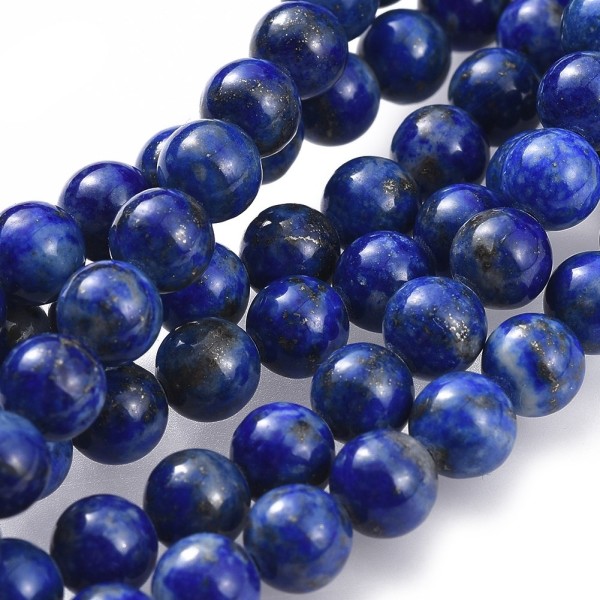 Natürlicher Lapislazuli Perlenstrang 5,5 - 6 mm rund glatt glänzend (ca. 59 Perlen / ca. 39 cm Länge