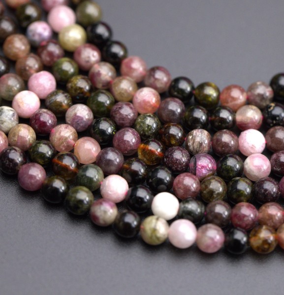 Natürlicher Turmalin Perlenstrang 5 - 5,5 mm rund glatt glänzend (ca. 70 Perlen / ca. 39 cm Länge)