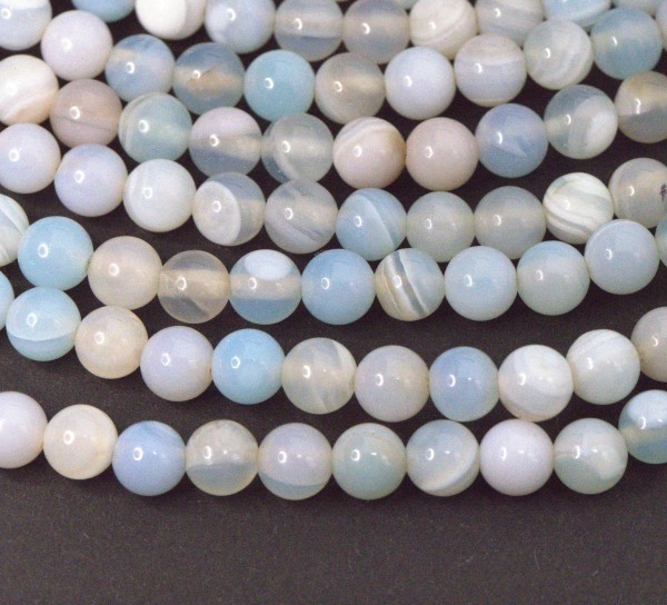 Natürlicher Achat Perlenstrang rund glatt glänzend 6 mm (ca. 65 Perlen / ca. 38,5 cm Länge)