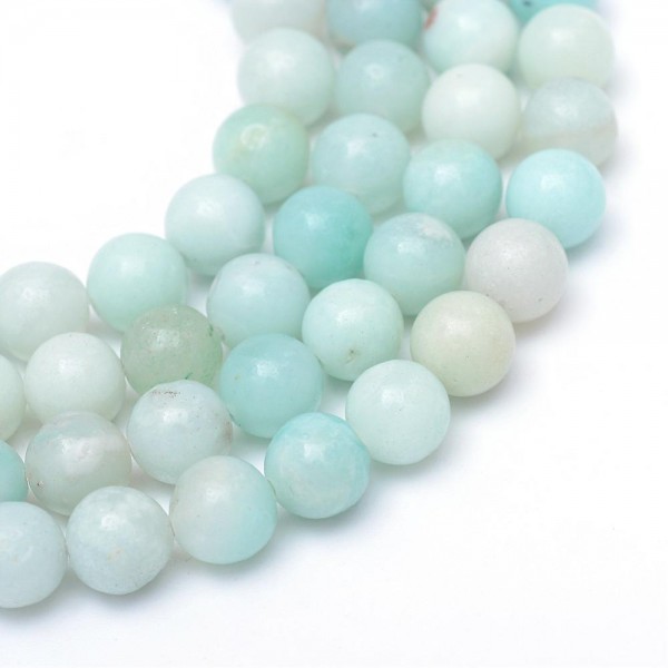 Natürlicher Klasse A Amazonit Perlenstrang 6 mm rund glatt glänzend (ca. 64 Perlen / ca. 38 cm Läng