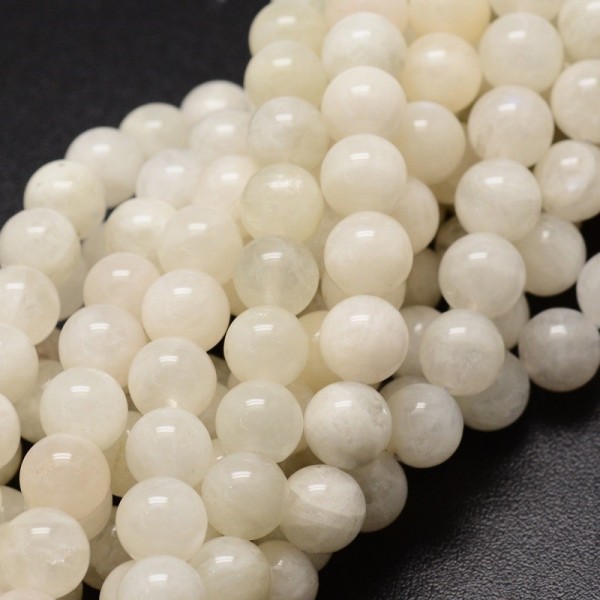Natürlicher weißer Mondstein Perlenstrang ca. 5 mm rund glatt glänzend (ca. 70 Perlen / ca. 39 cm Lä