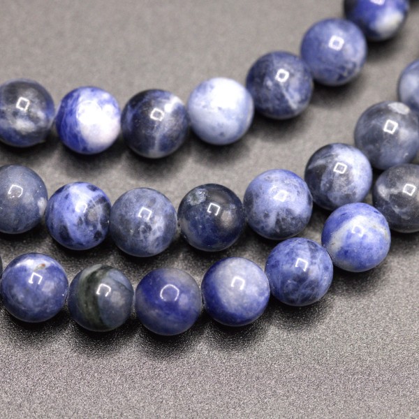 Naürlicher südafrikanischer Sodalith Perlenstrang 8 mm rund glatt glänzend (ca. 45 Perlen / ca. 38 c