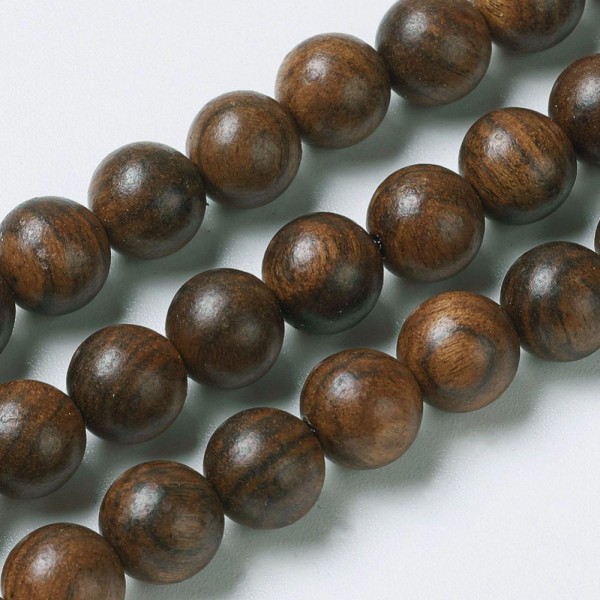 Naturholzperlen Strang rund braun 7,5 - 8 mm (ca. 48 Perlen / ca. 38 cm Länge)