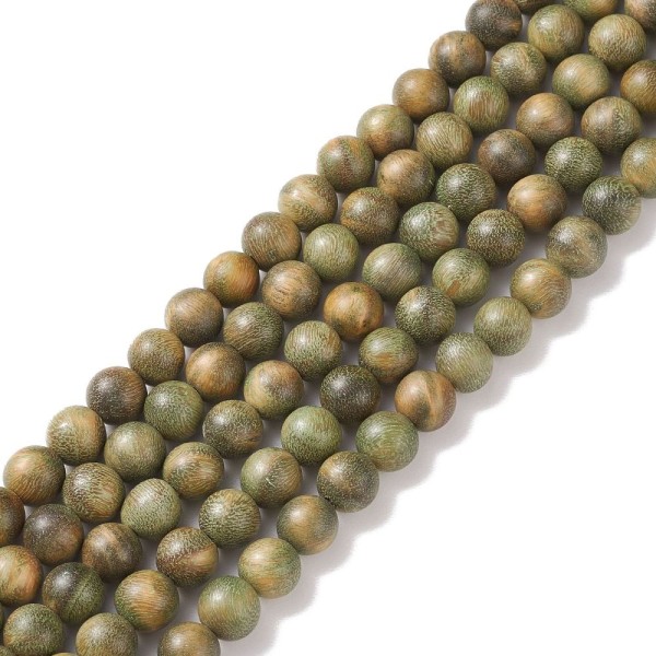 Grüner Sandelholz Perlenstrang rund glatt poliert 6 mm (ca. 63 Perlen / ca. 39,5 cm Länge)