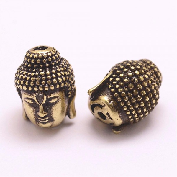 Buddha Kopf Metallperle langlebig plattiert antik bronzefarben mit Klasse AAA Zirkonia Perle 13 x 1