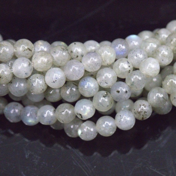 Natürlicher Labradorit Perlenstrang 4 mm rund glatt glänzend (ca. 90 Perlen / ca. 37,5 cm Länge)