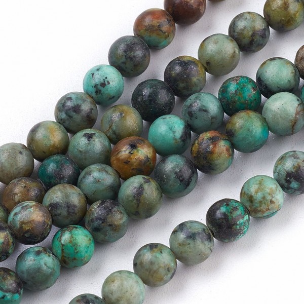 Natürlicher afrikanischer Türkis Perlenstrang 6 mm rund glatt glänzend (ca. 59 Perlen / ca. 37,5 cm