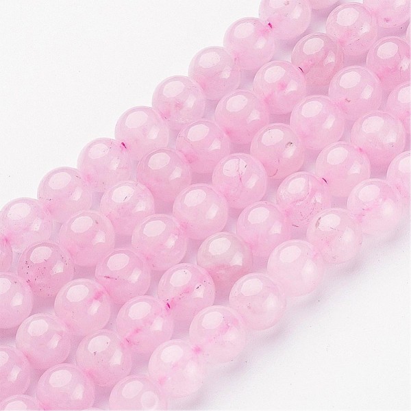 Natürlicher Rosenquarz Perlenstrang rund glatt glänzend halbtransparent 4 mm (ca. 98 Perlen / ca. 39
