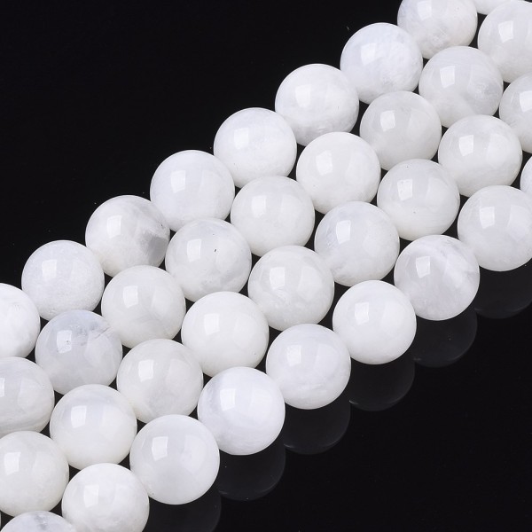 Weißer Mondstein Perlenstrang 8 mm (ca. 45 Perlen / ca. 38,5 cm Länge)