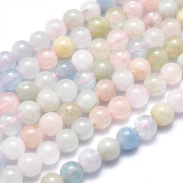 Natürlicher Morganit Perlenstrang 4 - 4,5 mm rund glatt glänzend (ca. 100 Perlen / ca. 39 cm Länge)