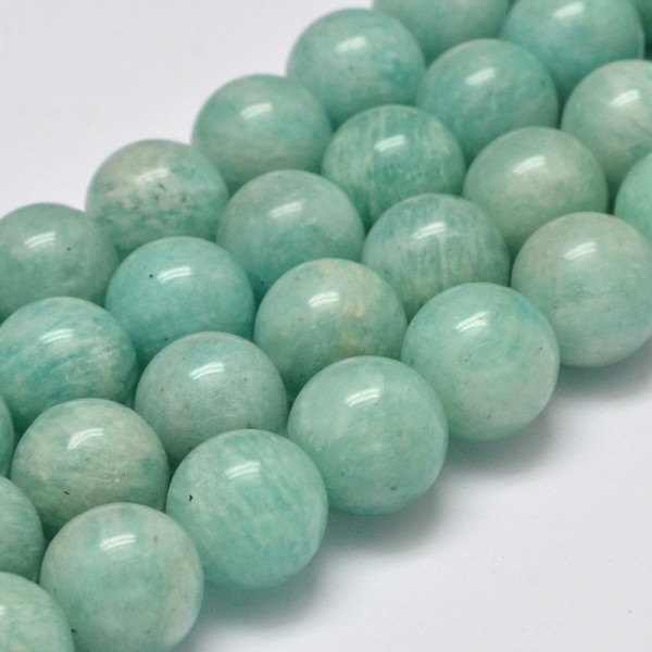 Natürlicher Amazonit Perlenstrang 6 mm rund glatt glänzend (ca. 62 Perlen / ca. 39 cm Länge)