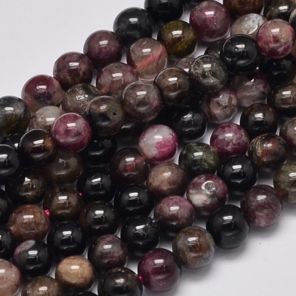 Natürlicher Turmalin Perlenstrang ca. 6,5 - 7 mm rund glatt (ca. 57 Perlen / ca. 38,5 cm Länge)