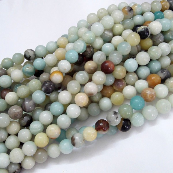 Natürlicher Amazonit Perlenstrang rund glatt glänzend 4 mm (ca. 91 Perlen / ca. 39 cm Länge)