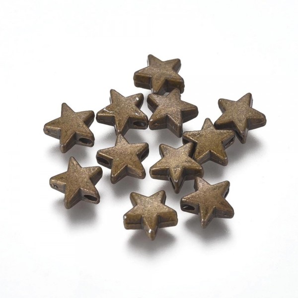20 Metallperlen Stern antik bronzefarben 8 x 8 x 3,5 mm