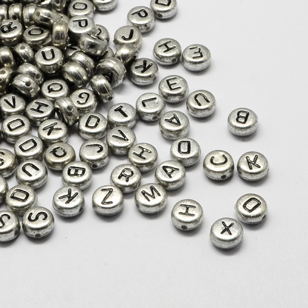 100 runde Buchstaben Perlen aus Acryl gemischt von A - Z