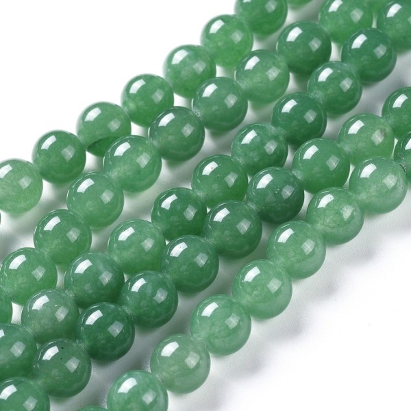 Grüne Jadeperlen 6 mm gefärbt (ca. 62 Perlen / ca. 37 cm Länge)