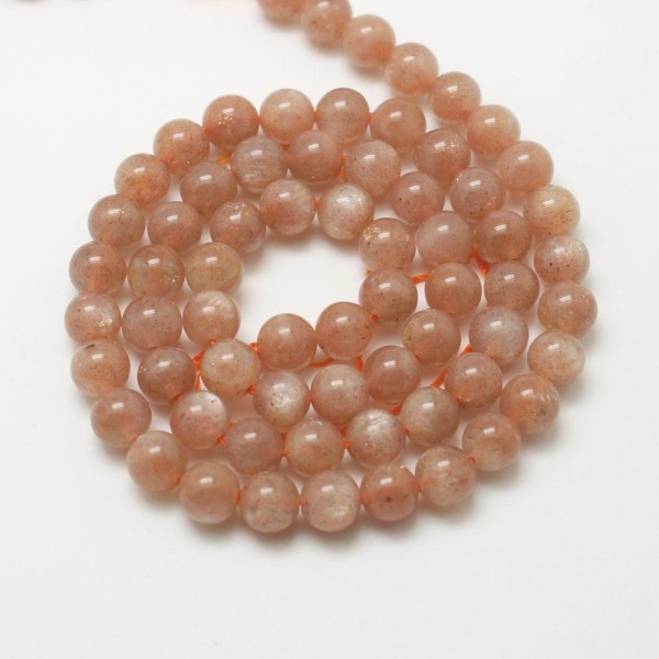 Natürlicher Sonnenstein Perlenstrang 6 mm rund glatt (ca. 65 Perlen / ca. 38 cm Länge)