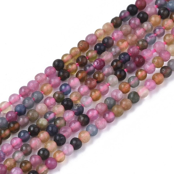 Natürlicher Turmalin Perlenstrang 2 mm rund glatt glänzend (ca. 195 Perlen / ca. 39 cm Länge)