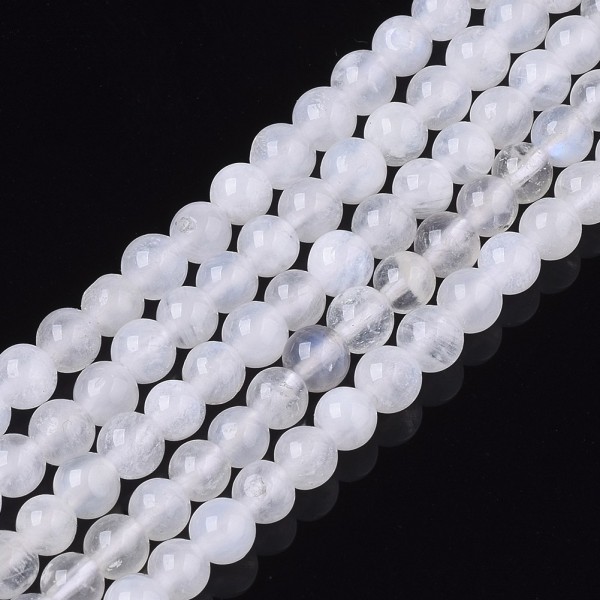 Natürlicher Mondstein Perlenstrang 4 mm weiß rund glatt (ca. 103 Perlen / ca. 39,5 cm Länge)