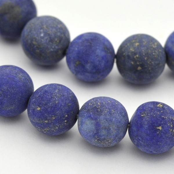 Natürlicher Laplislazuli Perlenstrang matt gefrostet rund 6 mm (ca. 63 Perlen / ca. 39 cm Länge)