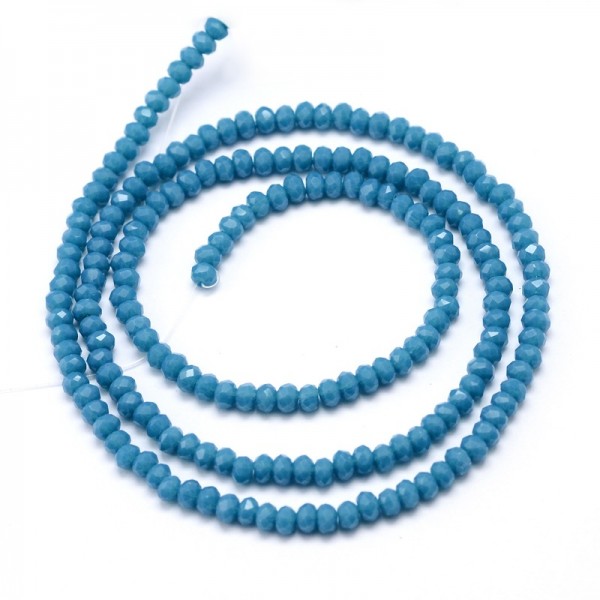 Facettierter Glasperlenstrang kornblumenblau 2,8 - 3 x 2 mm (ca. 200 Perlen)